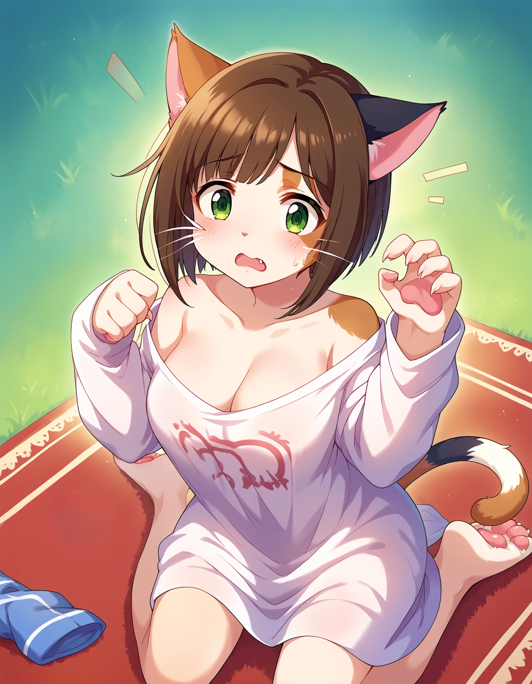 (pixel perfect, perfect  detail)), 1 girl, fubuki, Beautuful Women, original outfit, gazing at viewer, tshirts, cloused mouth, (Kale), sitting down, legs spread open, (kitten:1.2), witheout panties, wild elevator, (arms behind the back:1.1), (work of art:1.2), best qualityer, super ultra high resolution, unity wallpaper 8k, (illustration:0.8), (beautiful detailed eyes:1.6), extreme detailed face, perfect lighting, extremely detailed CG, (perfect hands, Perfect Anatomia), 