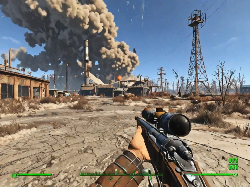 videogame screenshot inside of a destroyed building, style fallout4 <lora:Fallout_4_XL_Style>