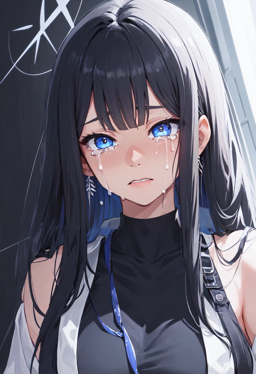 best quality, masterpiece, highres, solo, (saori_bluearchive:1.10), crying, sobbing, tears, portrait, looking at viewer, 43 <lora:saori_bluearchive:0.80>