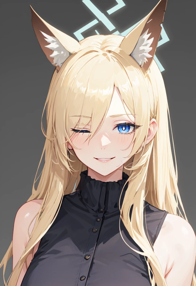 best quality, masterpiece, highres, solo, (kanna_bluearchive:1.10), evil grin, evil smile, grin, portrait, looking at viewer, 40 <lora:kanna_bluearchive:0.80>