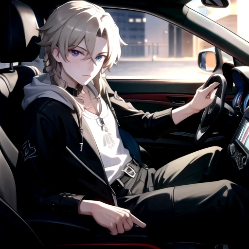 Male, e menino,smoking with a black jacket and white. E com fone ouvindo musica