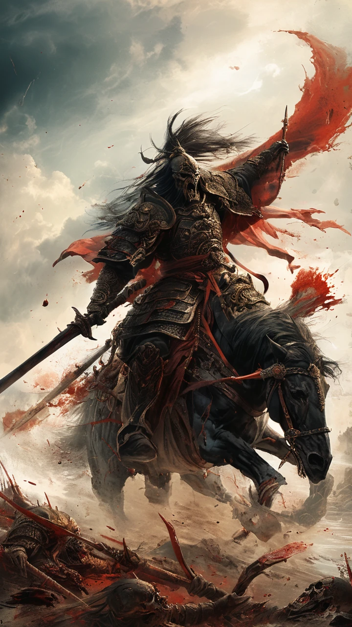 AiARTiST,Ancient general,Battle ,bloody sky,bloody river,death monster