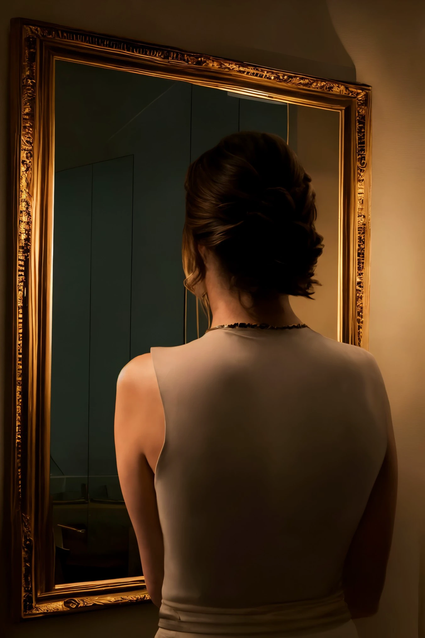 woman 20 years young, European, 
([Sandra( :0)Bullock|emily 18|rihann(:0)a]:0.9), 
mirror reflection, mirror, <lora:dynamic_shot_59_mirror_reflection:0.75>
back,
highres, high quality, high resolution, hd, 4k, masterpiece, realistic,