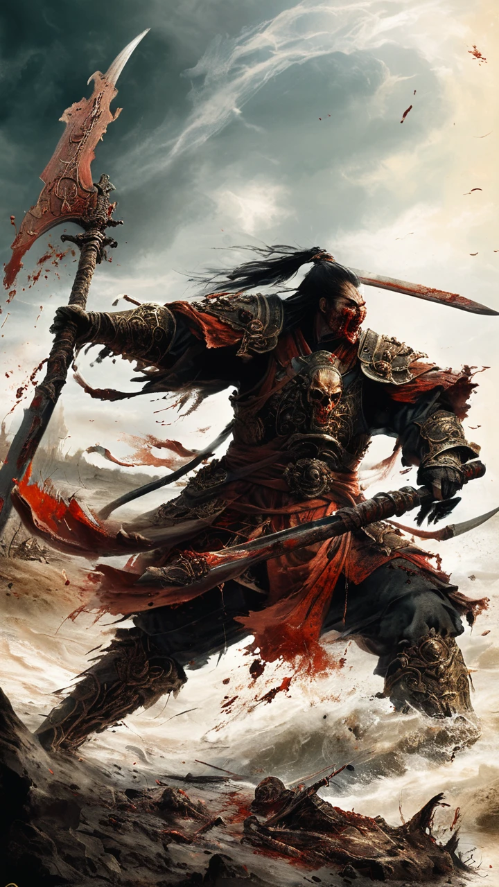 AiARTiST,Ancient general,Battle ,bloody sky,bloody river,death monster
