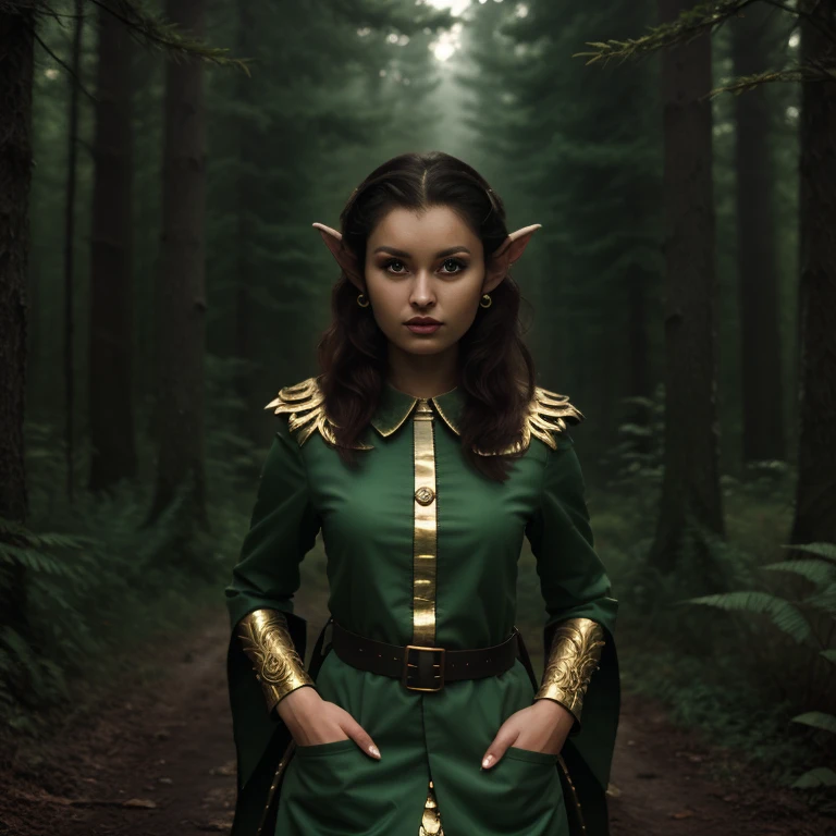 Mythical elf, princess, detailed forest background, intricate and ornate clothing, intricate details, best quality, soft lighting, pointy ears <Briana_Banks_v1-000030:1> <Gargoyles_comic 16epoc:0.62>