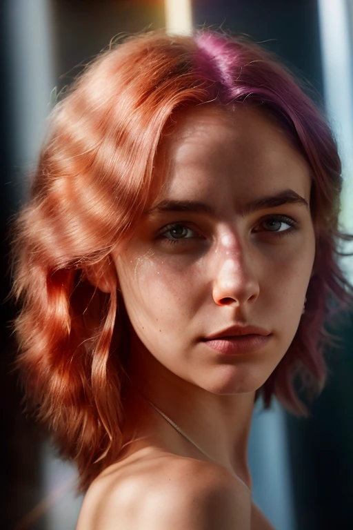 <lora:PipaYPipo:1>, full color portrait of a young woman, different colors each side of her head, god rays, natural light, epic character composition,by Janice Sung, alessio albi, Diego Fernandez, Alexis Franklin, Daniela Uhlig, Jana Schirmer, sharp focus, subsurface scattering, f2, 35mm, film grain