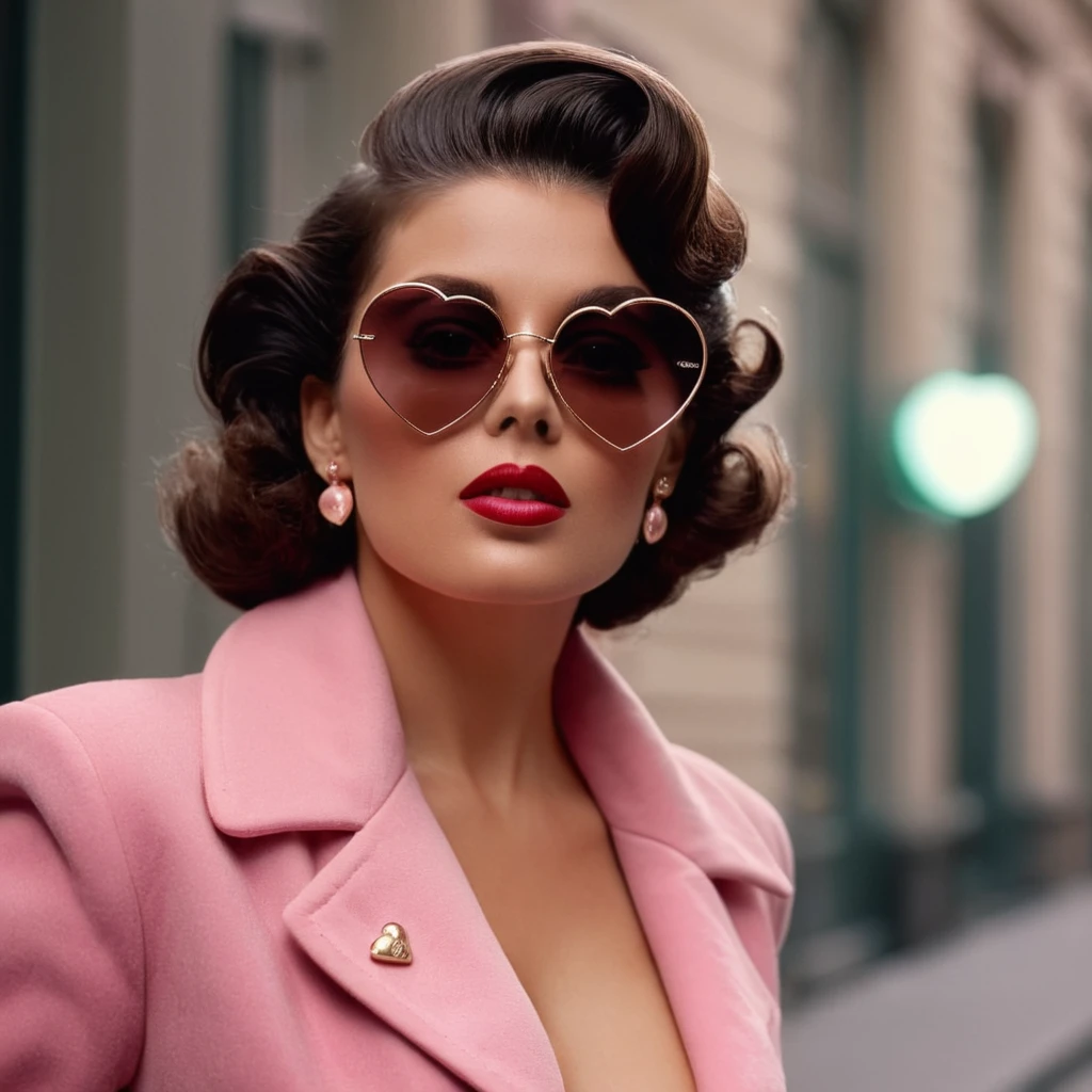 cinematic film still (Photo:1.3) of <lora:FF-TentacleFFashion4:1> a woman in a pink dress standing in front of a pink balloon, tight gigantic pink curls, gigantic pink ringlets, gigantic tight pink ringlets, retro pink synthwave style, woman with rose tinted glasses, fashion shoot 8k, miss aniela, fine art fashion photography, surreal beautiful young woman, high fashion photography, photography alexey gurylev,Highly Detailed,(close portrait:1.3),(Feminine:1.4),(beautiful:1.4),(attractive:1.3),handsome,calendar pose,perfectly detailed eyes,studio lighting,thematic background . shallow depth of field, vignette, highly detailed, high budget, bokeh, cinemascope, moody, epic, gorgeous, film grain, grainy