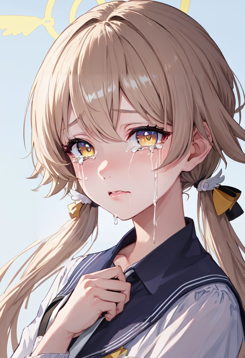 best quality, masterpiece, highres, solo, (hifumi_bluearchive:1.10), crying, sobbing, tears, portrait, looking at viewer, 37 <lora:hifumi_bluearchive:0.80>