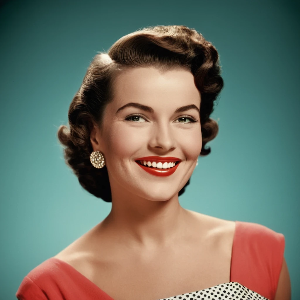 Beautiful American women from the 50s and 60s,A smiling beauty,Beautiful like an actress,color color photo