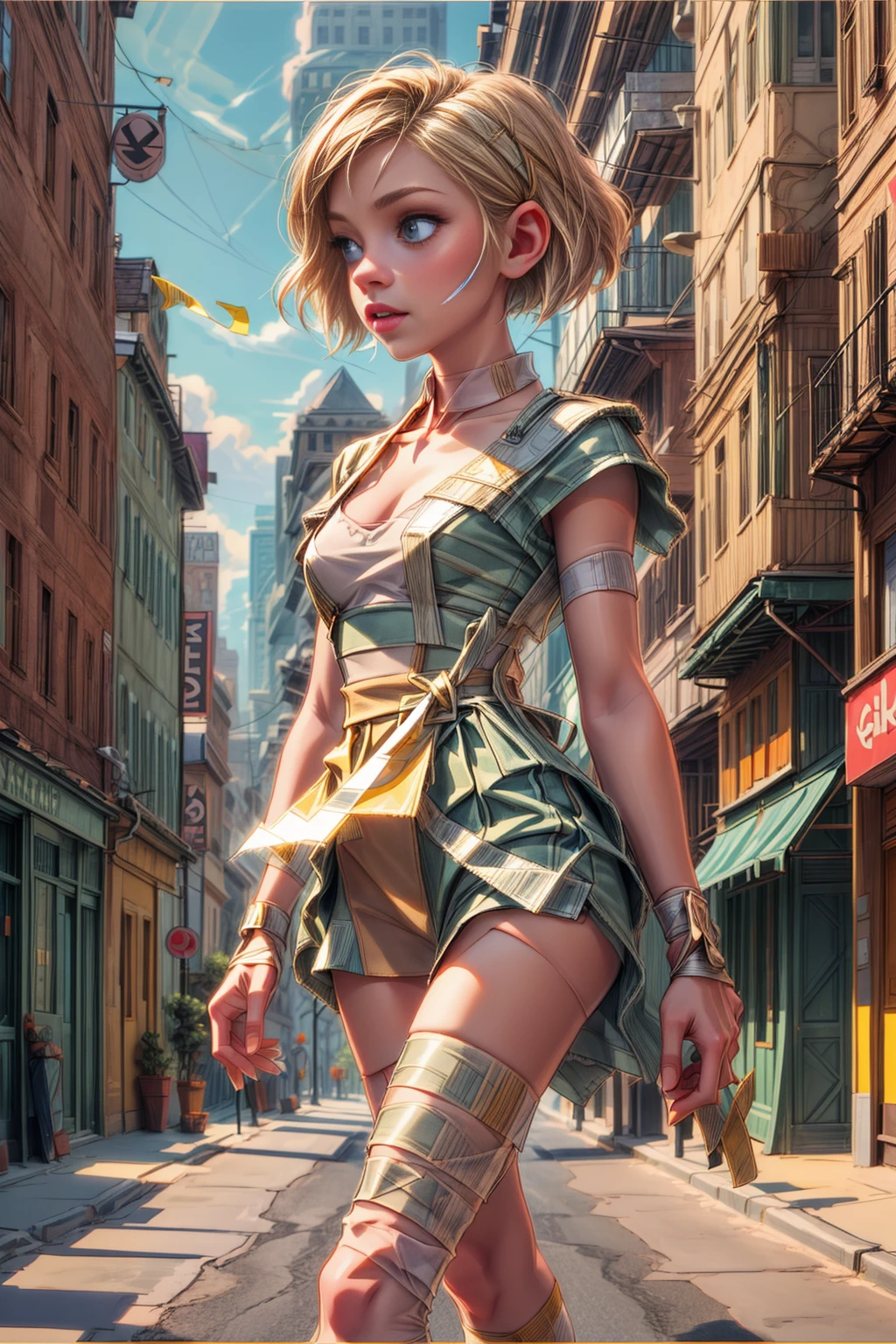 <lora:TapeWorld:1> (TapeWorld:1.15) 1girl  tape bandage,( short blonde hair:1.2),walking in the opera   <lora:more_details:1.2>