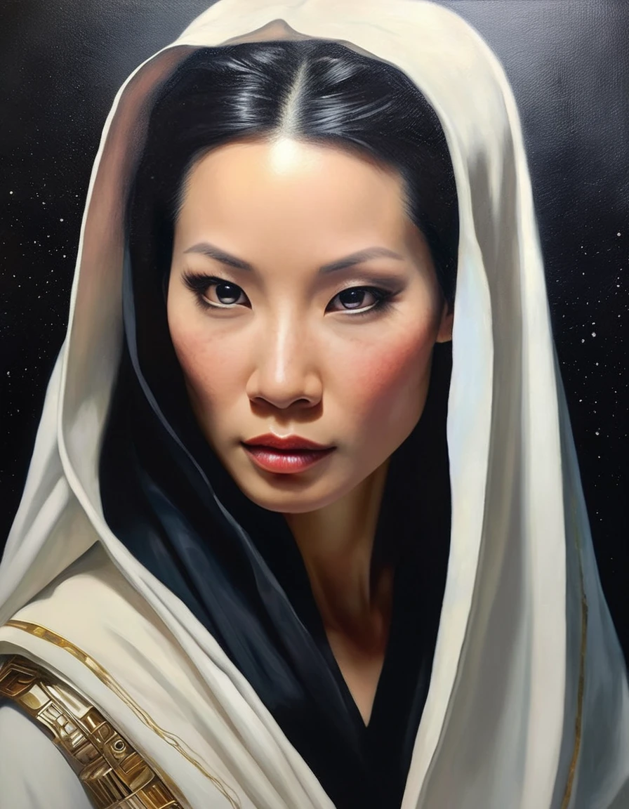 <lora:Lucy Liu v2:1.0>,((oil painting:1.1)) of  lcylxsl woman as a Star Wars Character,  perfect face,  dark shot, dramatic, extremely detailed, intricate, elegant,fantasy,