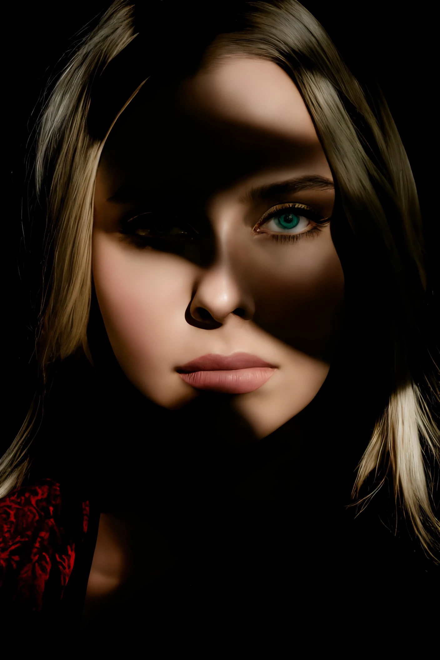 woman 20 years young, European, face closeup,
([Elizabeth( :0)Olsen|rikki six|billie( :0)eilish]:0.9), 
hard shadows portrait <lora:dynamic_shot_55_hard_shadows_portrait:0.85>
dark,
highres, high quality, high resolution, hd, 4k, masterpiece, realistic,