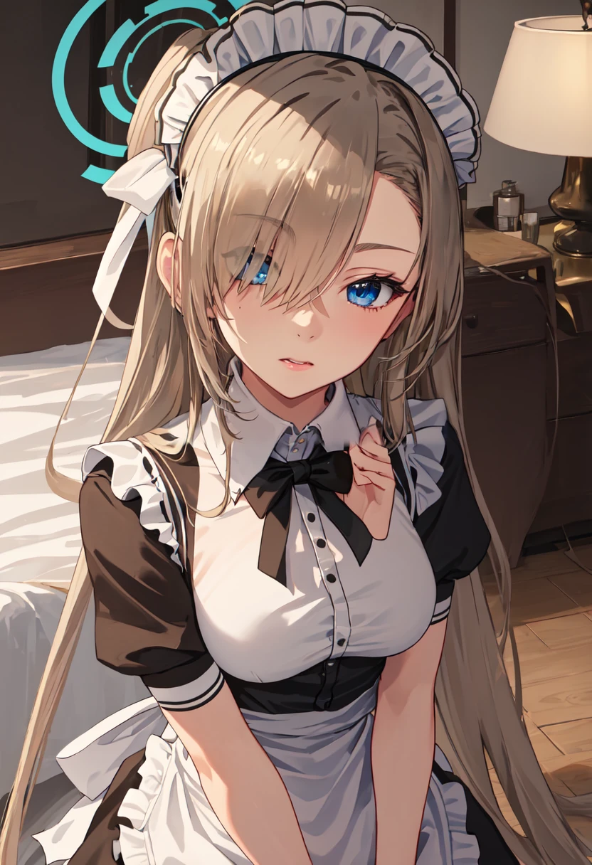 best quality, masterpiece, highres, solo, (asuna_bluearchive:1.10), (maid:1.40), (long maid dress:1.15), 27 <lora:asuna_bluearchive:0.80>