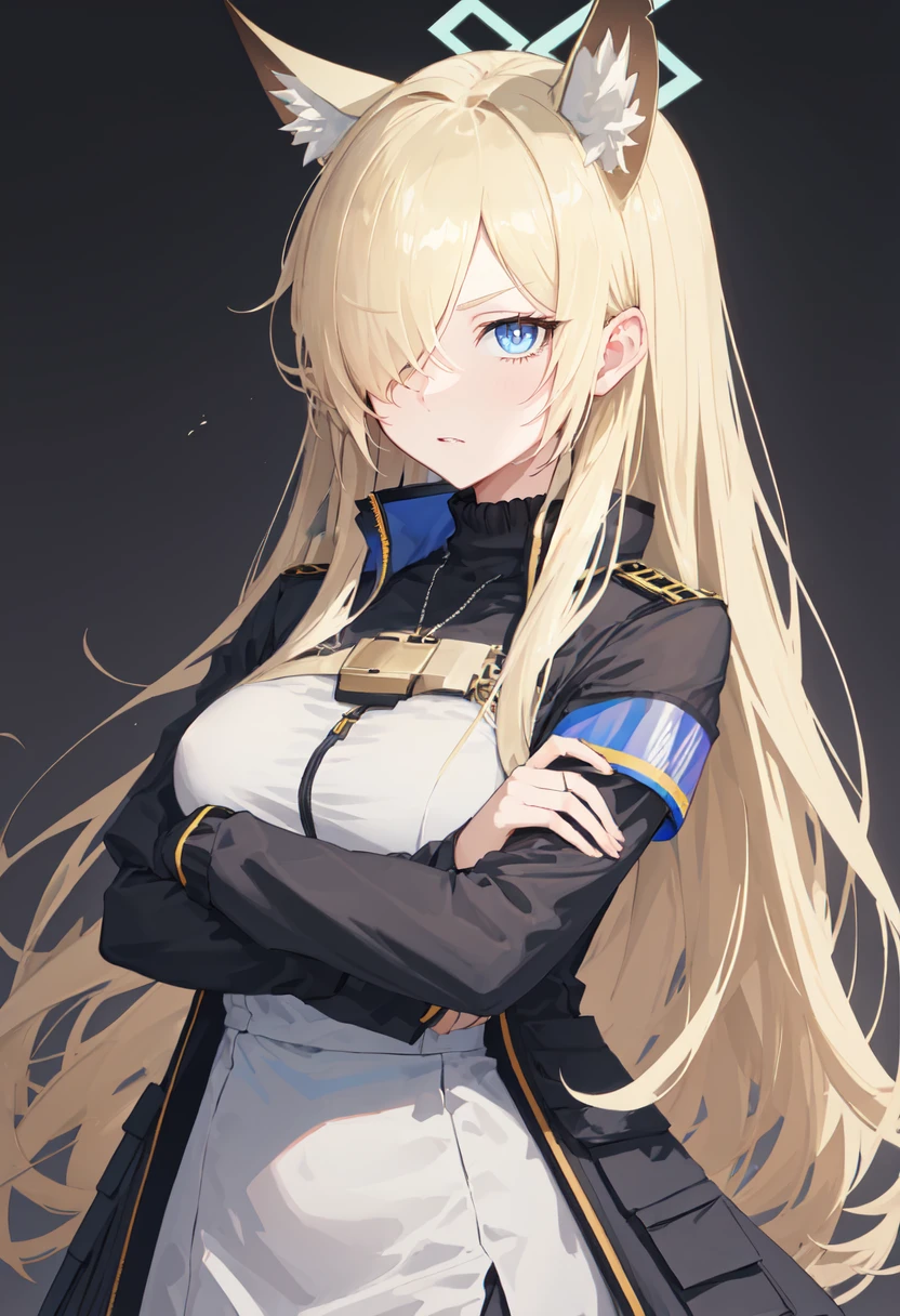 (safe:1.10), best quality, masterpiece, highres, solo, (kanna_bluearchive:1.10), crossed arms, cowboy shot, looking at viewer, 36 <lora:kanna_bluearchive:0.80>