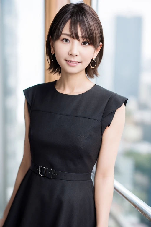 1girl, (little black dress:1.6),(RAW photo, best quality:1.4), (realistic, photo-realistic:1.4), masterpiece, an extremely delicate and beautiful, extremely detailed, 2k wallpaper, Amazing, finely detail, extremely detailed CG unity 8k wallpaper, ultra-detailed, highres, soft light, beautiful detailed girl, extremely detailed eyes and face, beautiful detailed nose, beautiful detailed eyes,(blurry,bokeh backgound:1.6),(city:2.0),perfect anatomy,(slender body:1.6),(close up face,focus face:1.8),(smile gently,Friendly, warm:1.8),(looking at viewer:1.8), (japanese idol:1.8), (brown eyes:1.4),(standing:1.6),(cleavage:0.8), <lora:tanedarisa_lora-10:0.8>