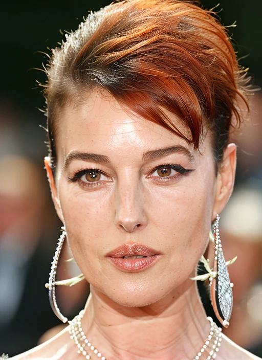 portrait of young and beautiful ((sks woman)) , by Peter Lindbergh, , supermodel <lora:locon_monicabellucci_v1_from_v1_64_32:0.65> <lora:age_slider_v6:-0.45> <lora:lora-small-monica-bellucci-v1:0.7>, portrait of ((sks woman)) by Flora Borsi, style by Flora Borsi, bold, bright colours, orange Mohawk haircut, ((Flora Borsi))