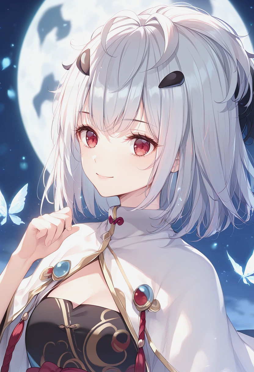 score_9, score_8_up, score_7_up, source_anime,<lora:ageha_pony_v1-000030:0.8>, (STAGEHA:1.2), red eyes, hair ornament, 1girl, blue light particles, upper body, night, light smile,
