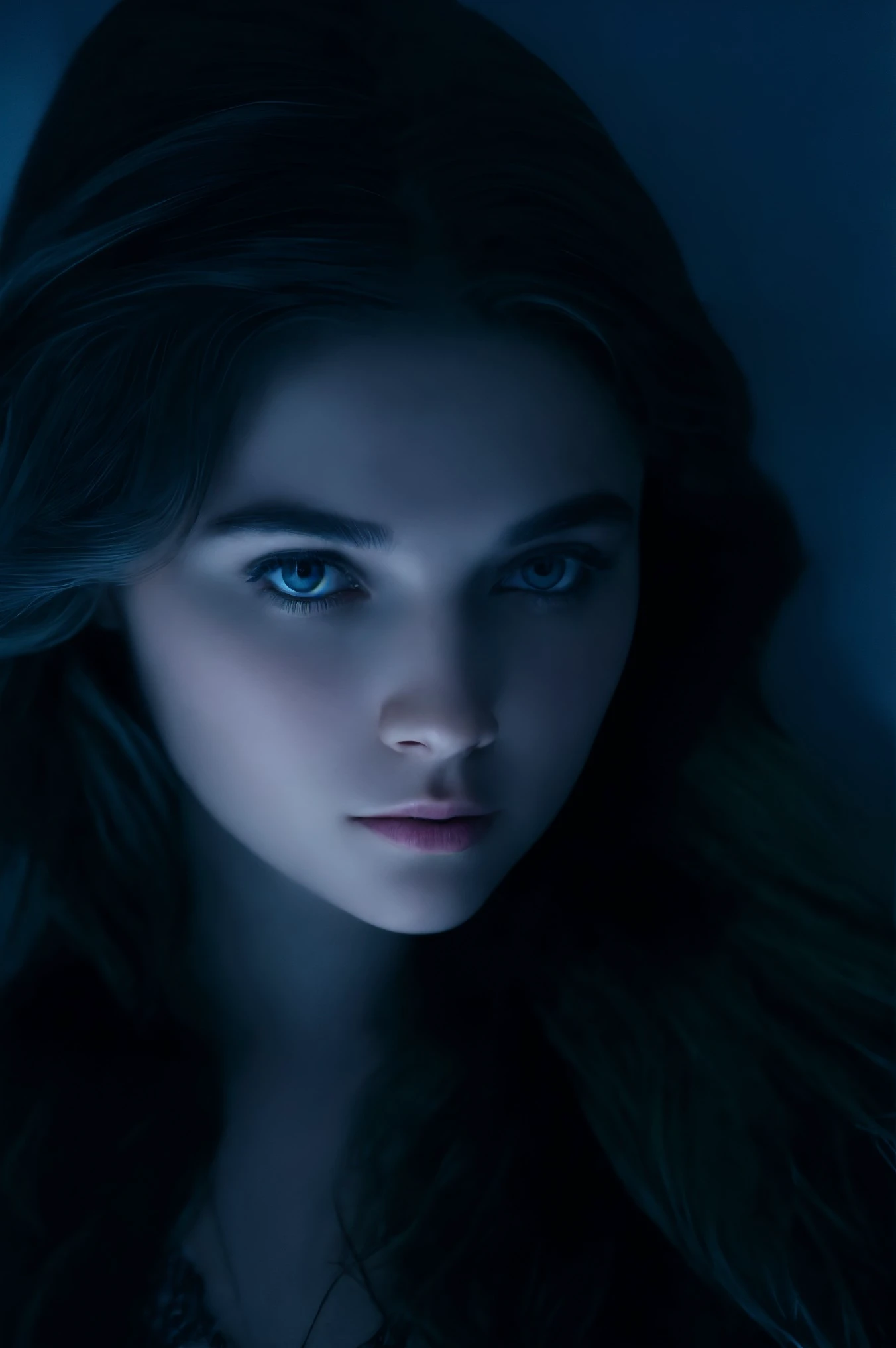 woman 20 years young face, European, middle shot, closeup,
([Chloe( :0)Grace( :0)Moretz|dakota tyler|audra( :0)miller]:0.9), 
moonlight, blue theme, <lora:dynamic_shot_60_moonlight:0.75>
nature, night,
moon,
highres, high quality, high resolution, hd, 4k, masterpiece, realistic,