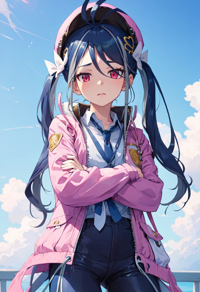 (safe:1.10), best quality, masterpiece, highres, solo, (fubuki_bluearchive:1.10), crossed arms, cowboy shot, looking at viewer, 28 <lora:fubuki_bluearchive:0.80>