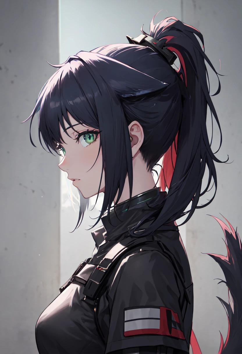 (safe:1.10), best quality, masterpiece, highres, solo, (jessica_arknights:1.10), profile, from side, upper body, 16 <lora:jessica_arknights:0.80>