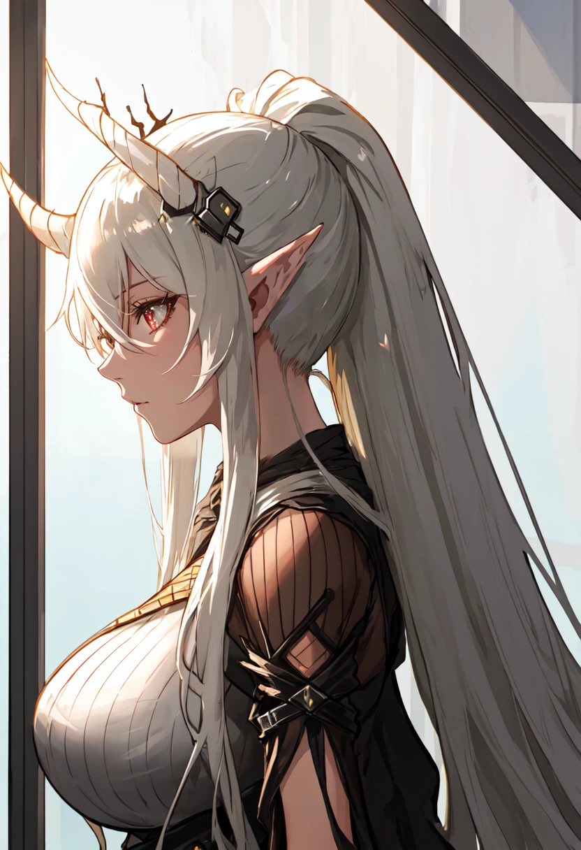 (safe:1.10), best quality, masterpiece, highres, solo, (shining_arknights:1.10), profile, from side, upper body, 19 <lora:shining_arknights:0.80>