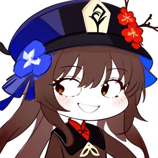 <lora:Ath_sketch:1>,sketch, 1girl, hat, hu tao \(genshin impact\), brown hair, chibi, hat flower, white background, smile, solo, flower, simple background, long hair, long sleeves, porkpie hat, hat ornament, bangs, jewelry