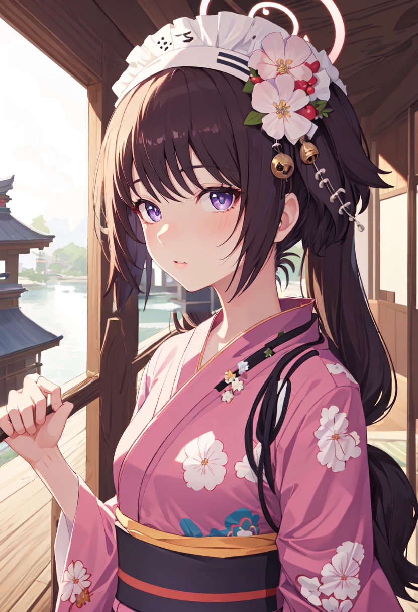 best quality, masterpiece, highres, solo, (shizuko_bluearchive:1.10), (yukata:1.30), (kimono:1.15), 18 <lora:shizuko_bluearchive:0.80>