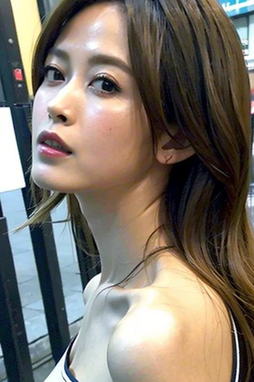 Best quality,masterpiece,ultra high res,(photorealistic:1.4),1girl,low key,slim body,japanese street alley,dynamic pose,face closeup,<lora:abby_feng>,
