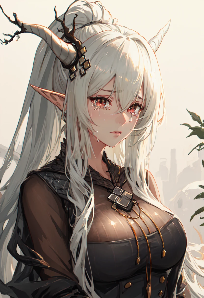 best quality, masterpiece, highres, solo, (shining_arknights:1.10), crying, sobbing, tears, portrait, looking at viewer, 40 <lora:shining_arknights:0.80>