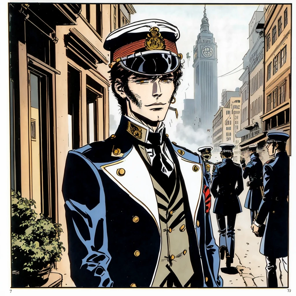 an english soldier, hugo_pratt_style <lora:Pratt_v3-000016:0.9>