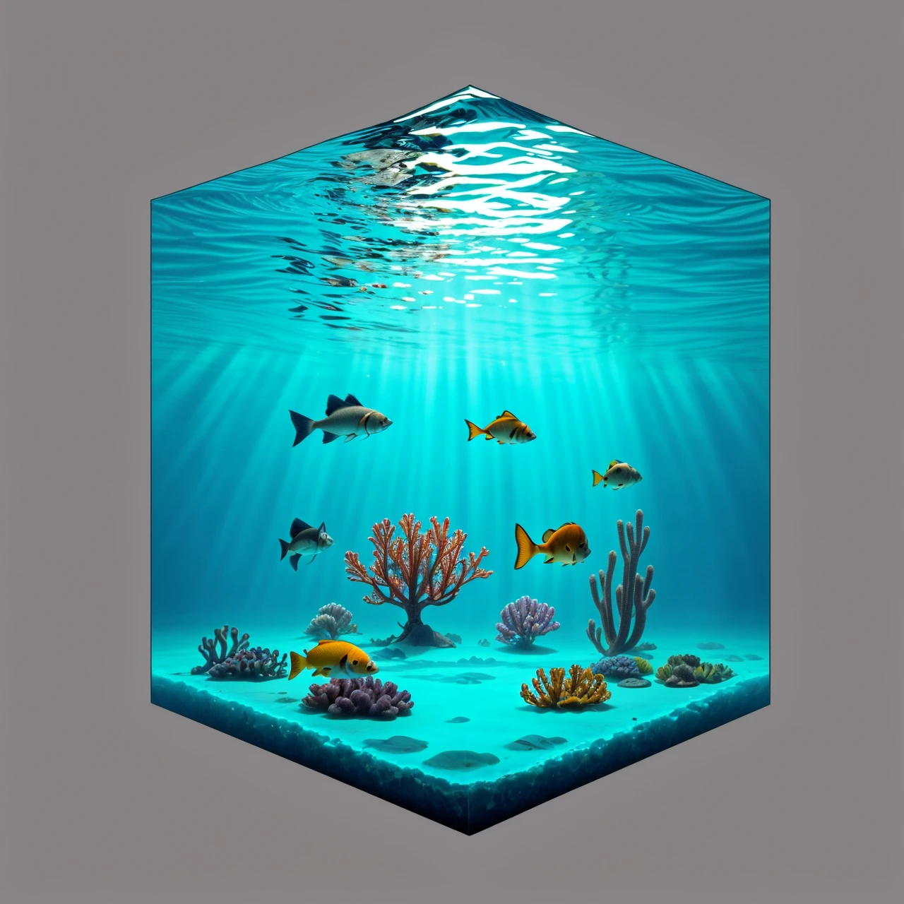 hexagonal composition, water, underwater, fish, simple background <lora:hexagon_composition_03:0.6>