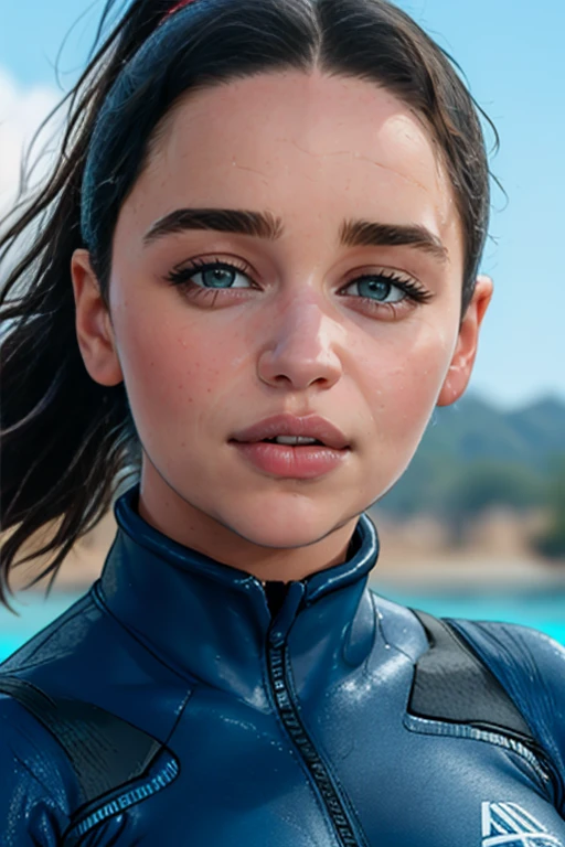 ((detailed)), ((masterpiece)), 8k resolution, (photorealistic, realistic:1.2), 
1girl, EmiliaClarke, lips, <lora:celebrityown_EmiliaClarke:0.7>,
a woman, scuba diver, wetsuit, diving fins , 
(ponytail, dark blue hair:1.2), 
close-up, face focus ,  looking at viewer,