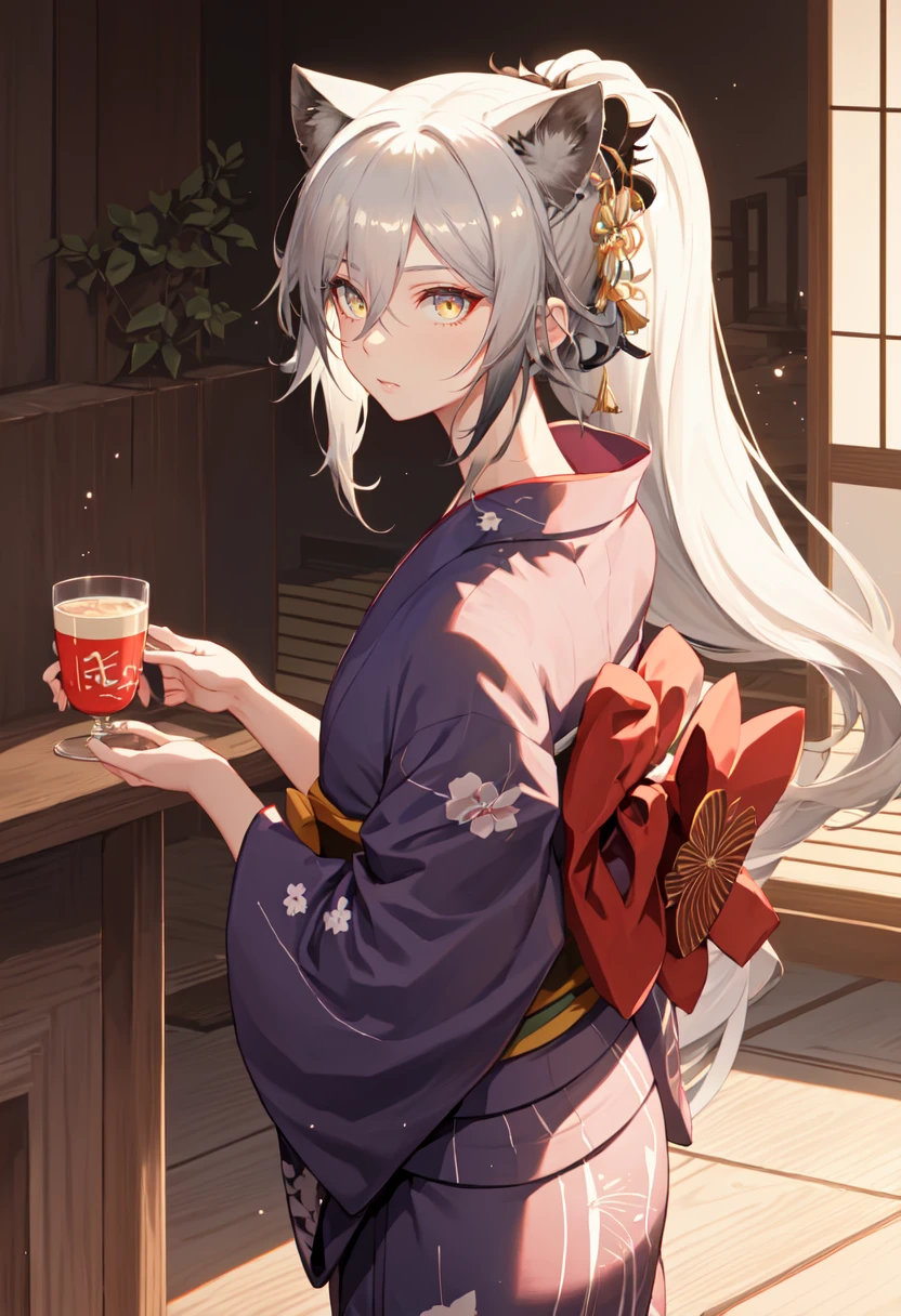 best quality, masterpiece, highres, solo, (schwarz_arknights:1.10), (yukata:1.30), (kimono:1.15), 31 <lora:schwarz_arknights:0.80>