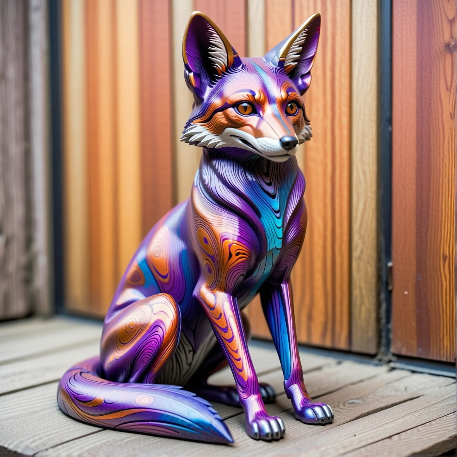 timascus style,realistic, a fox sitting inside a house,(SimplePositiveXLv2:0.6), <lora:Timascus_merge:1>