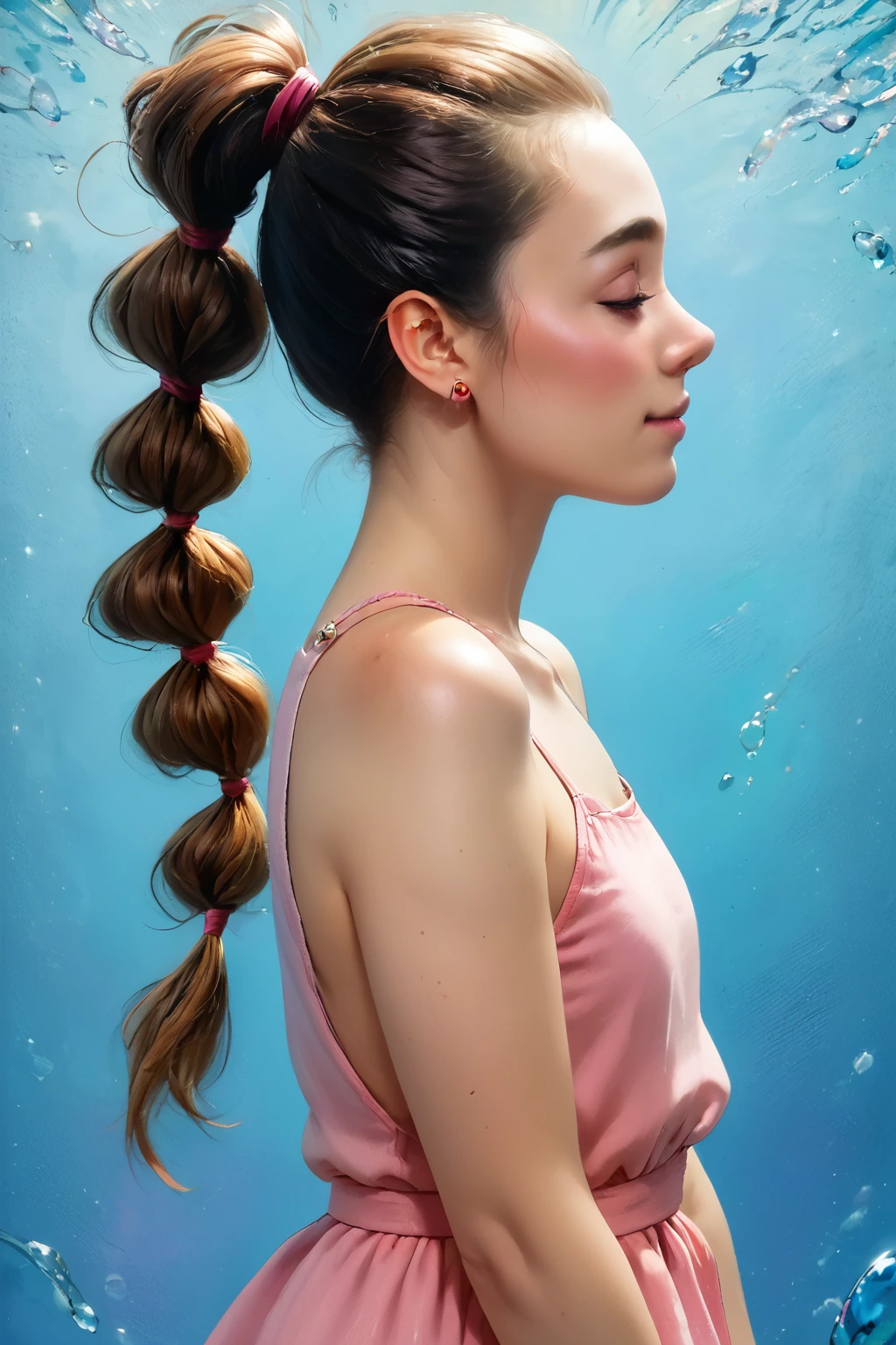 score_9, score_8_up, score_7_up, score_6_up, score_5_up, score_4_up, rating_safe, source_anime, cowboy shot of a beautiful caucasian woman, age 21, bt80hast, long bubble ponytail, side view, irresistible, (casual:1.3), disco background, ideal face, ideal body, wearing dress, (casual:1.3), zPDXL, <lora:Bonifasco_PonyXL_v1:0.6>, <lora:BT_80s_Hairstyles_Pony:0.7>