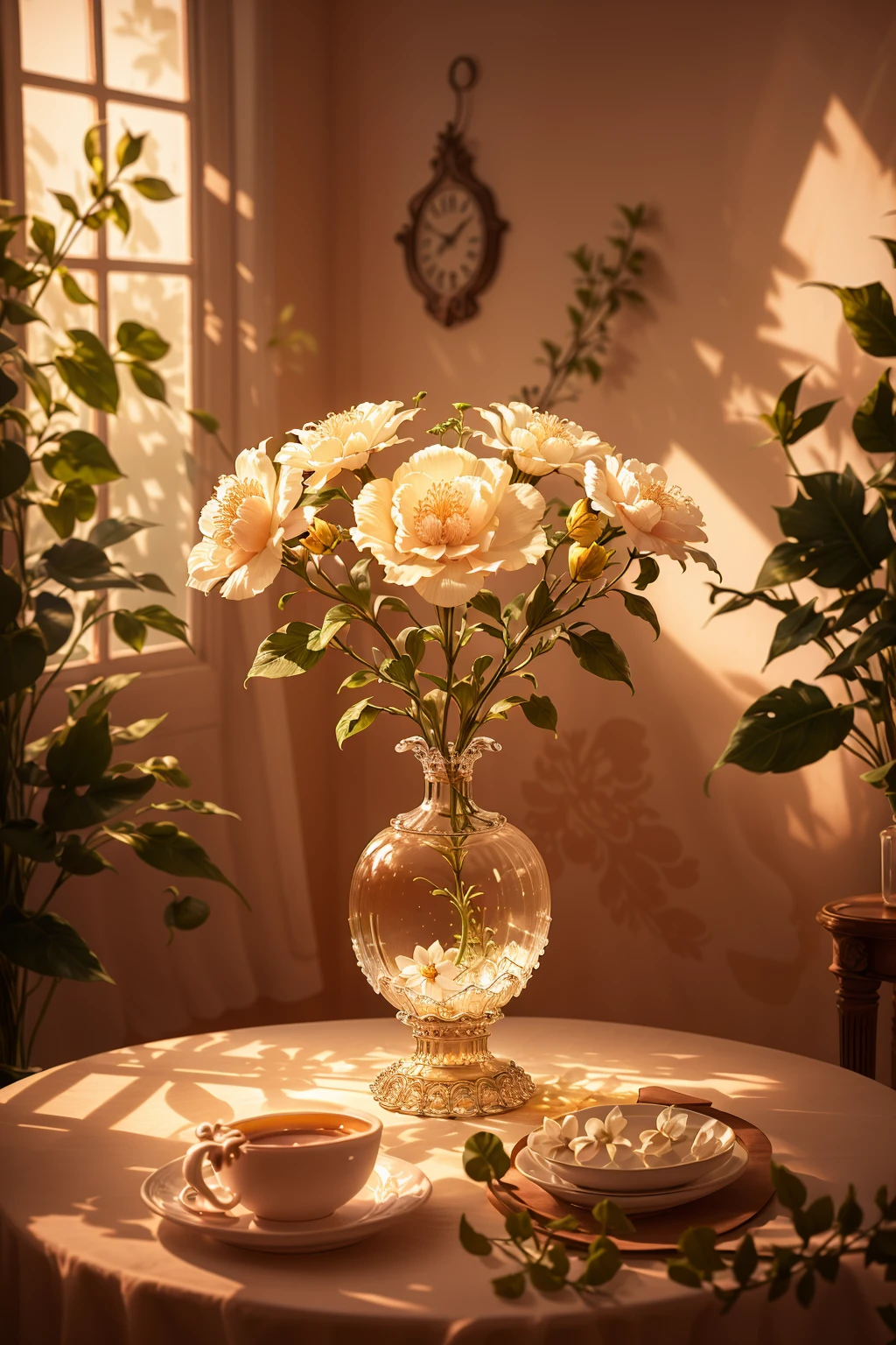 roduct photography,with soft lighting and a warm color tone,ultra hd picture quality,glassflower of on a table,<lora:å®¤åä¸è§:0.7>,