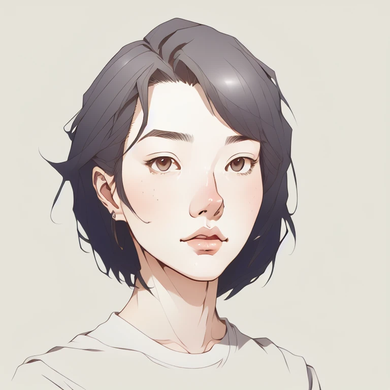 jhyd_style, a young woman, ð², (close-up), clean lines, digital illustration, manga style,high-quality,minimalistic style, clear complexion