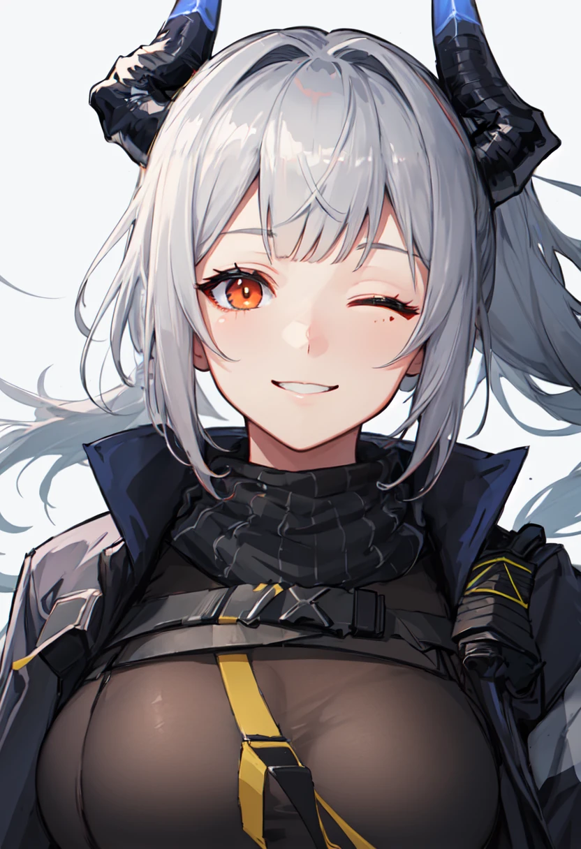 best quality, masterpiece, highres, solo, (liskarm_arknights:1.10), smile, happy, one eye closed, portrait, looking at viewer, 36 <lora:liskarm_arknights:0.80>