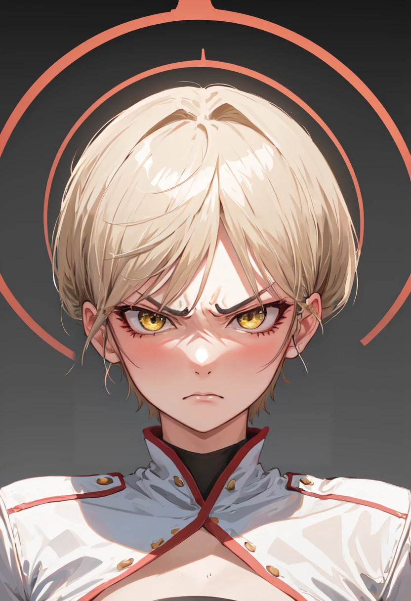 best quality, masterpiece, highres, solo, (marina_bluearchive:1.10), angry, annoyed, portrait, looking at viewer, 30 <lora:marina_bluearchive:0.80>