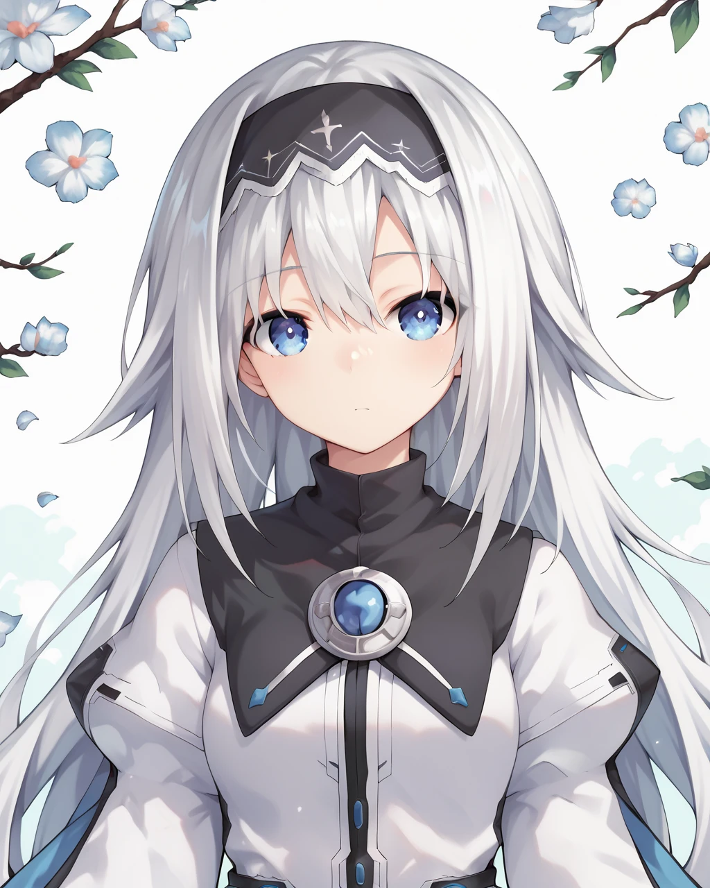 score_9, score_8_up, score_7_up,
<lora:Arusu_Maria_PONY:0.8>,arusu maria,1girl, solo, long hair, blue eyes, white hair,hair between eyes,white dress,white thighhighs, long sleeves, wide sleeves,black hairband,Face, close-up, upper body