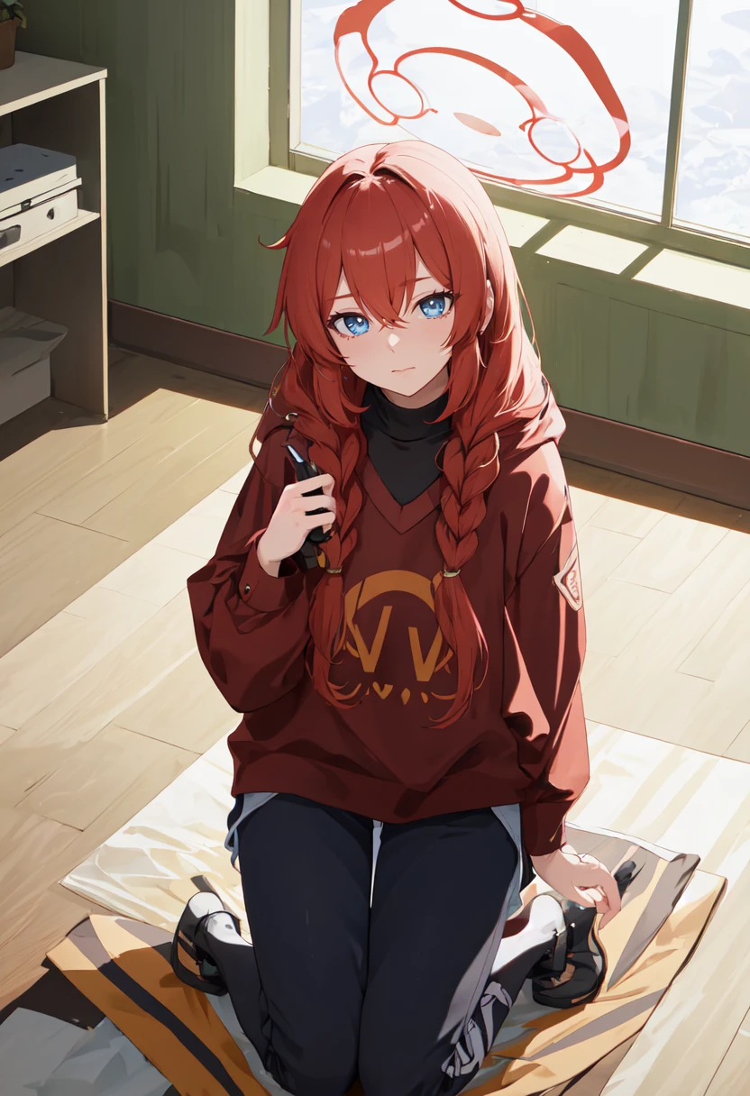 (safe:1.10), best quality, masterpiece, highres, solo, (maki_bluearchive:1.10), kneeling, kneeling on one knee, on one knee, cowboy shot, looking at viewer, 29 <lora:maki_bluearchive:0.80>
