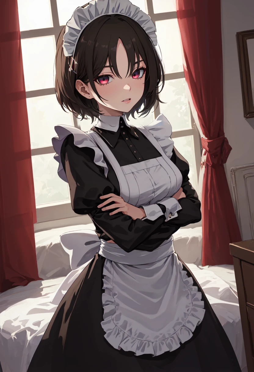 best quality, masterpiece, highres, solo, (misaki_bluearchive:1.10), (maid:1.40), (long maid dress:1.15), 14 <lora:misaki_bluearchive:0.80>