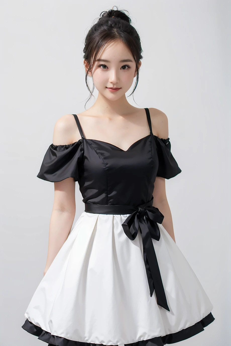 1girl, black  random formal dress, white background,   <lora:KaoriSaejima_Jav-02:1>