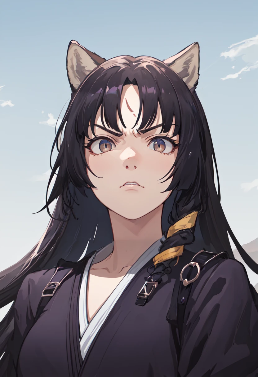best quality, masterpiece, highres, solo, (saga_arknights:1.10), angry, annoyed, portrait, looking at viewer, 37 <lora:saga_arknights:0.80>
