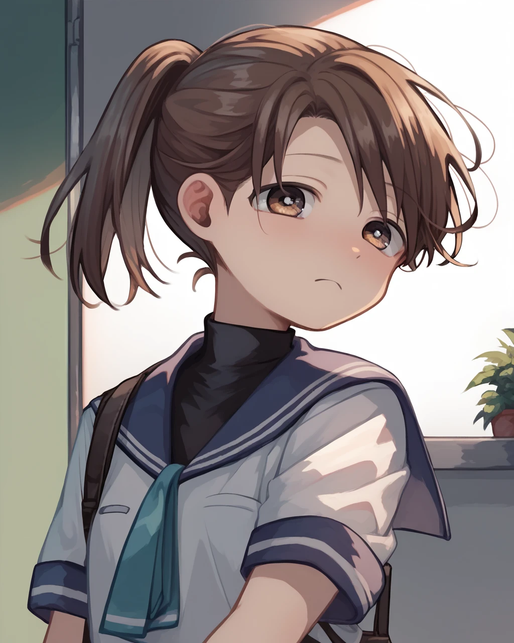 score_9, score_8_up, score_7_up,
<lora:Haga_Ayano_PONY:1>,haga ayano,1girl, solo,brown hair, brown eyes, school uniform, ponytail,short sleeves,skirt,