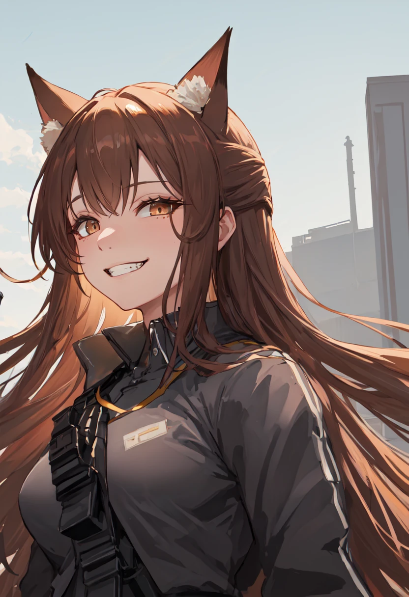 best quality, masterpiece, highres, solo, (franka_arknights:1.10), evil grin, evil smile, grin, portrait, looking at viewer, 37 <lora:franka_arknights:0.80>