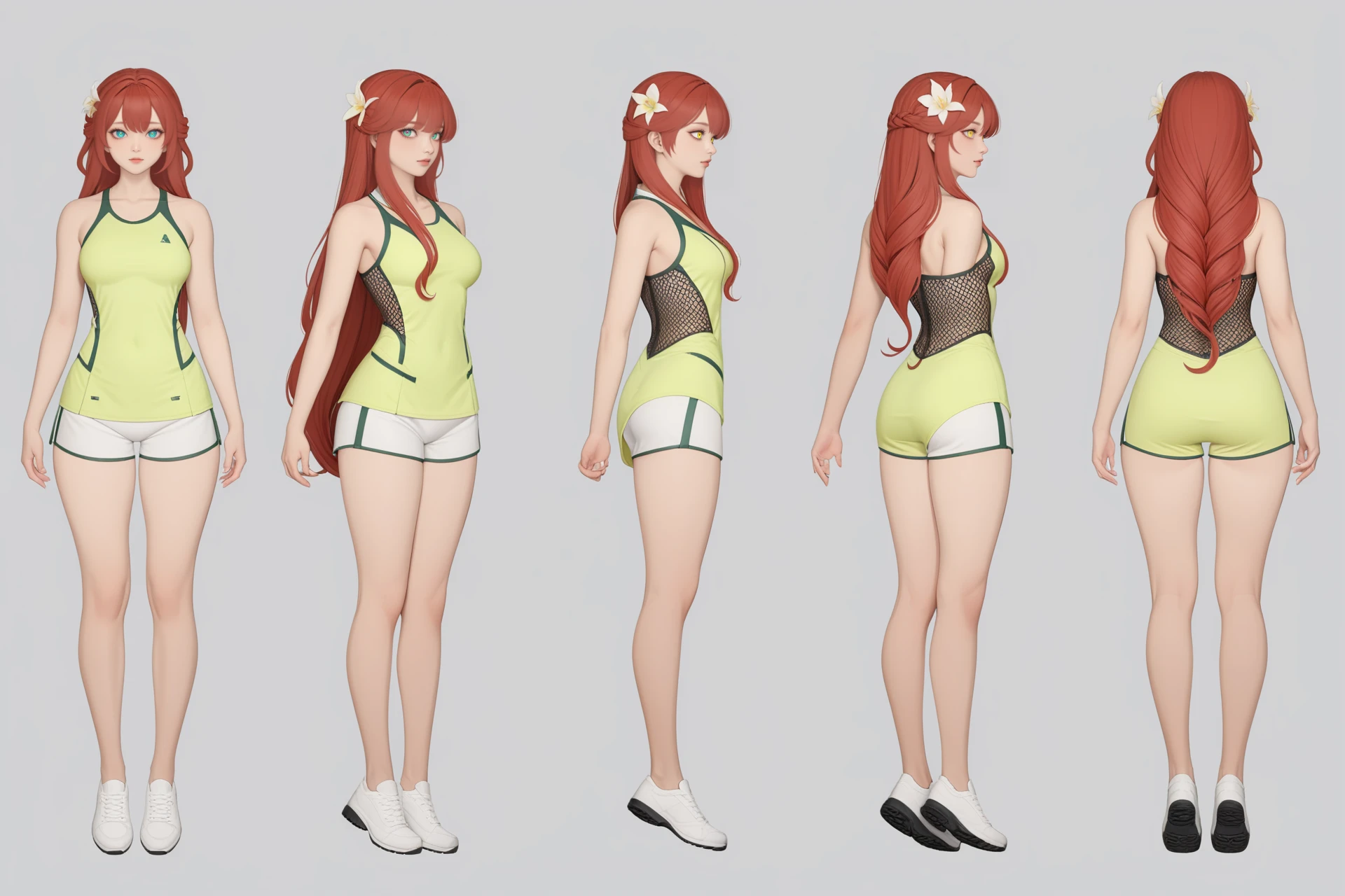 (GENERAL:0), 1boy, masterpiece, best quality, very aesthetic, absurdres, solo, standing,
(VIEWS:0),  full body character turnaround of 1girl,
Multiple views of the same character in the same outfit,  simple background, white background, multiple views, side view, back view, front view,
(hairLength:0), very long hair, 
(hairTexture:0), straight hair,
(hairstyles:0), Jheri curl hairstyle,
(haircolor:0), light green hair,
(bodyshape:0), Compact and muscular body,
(ethnic origin:0), Sinhalese,
(skin color:0), Porcelain Skin,
Haze eye iris,
Tennis dress with mesh inserts and built-in shorts, 
yellow 
Alien  
theme character design,  
Ariel From The Little Mermaid, Red Hair,
 <lora:ClothTurnXL_v1-000003:.75>,
charturn,  <lora:CharTurnXL_v2:.25>, 
 <lora:xl_more_art-full_v1:.25>,
 <lora:Alphonse Mucha Style:.1>, Alphonse Mucha Style page
 <lora:å½é£æç»SDXL:.1>