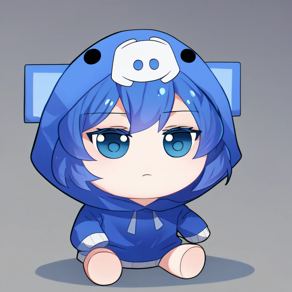 score_9, score_8_up, score_7_up, fumo \(doll\), chibi, solo, 1girl, dcchan, expressionless, sitting, blue hair, blue hoodie, animal hood, jeans <lora:style_toyfumo_ponyXL-000006:1> <lora:DCchanXLPD:1>