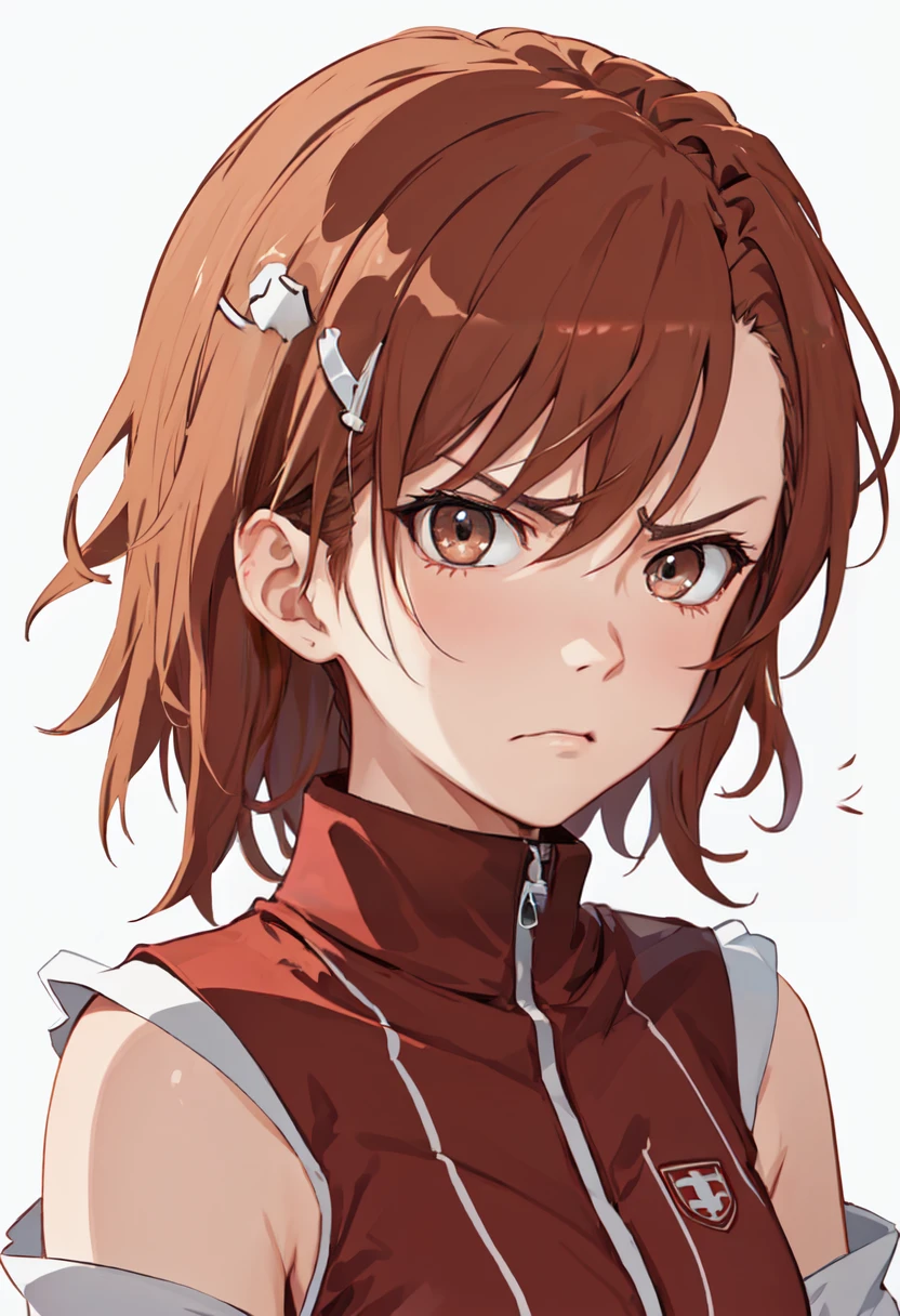 best quality, masterpiece, highres, solo, (misaka_mikoto_bluearchive:1.10), angry, annoyed, portrait, looking at viewer, 42 <lora:misaka_mikoto_bluearchive:0.80>