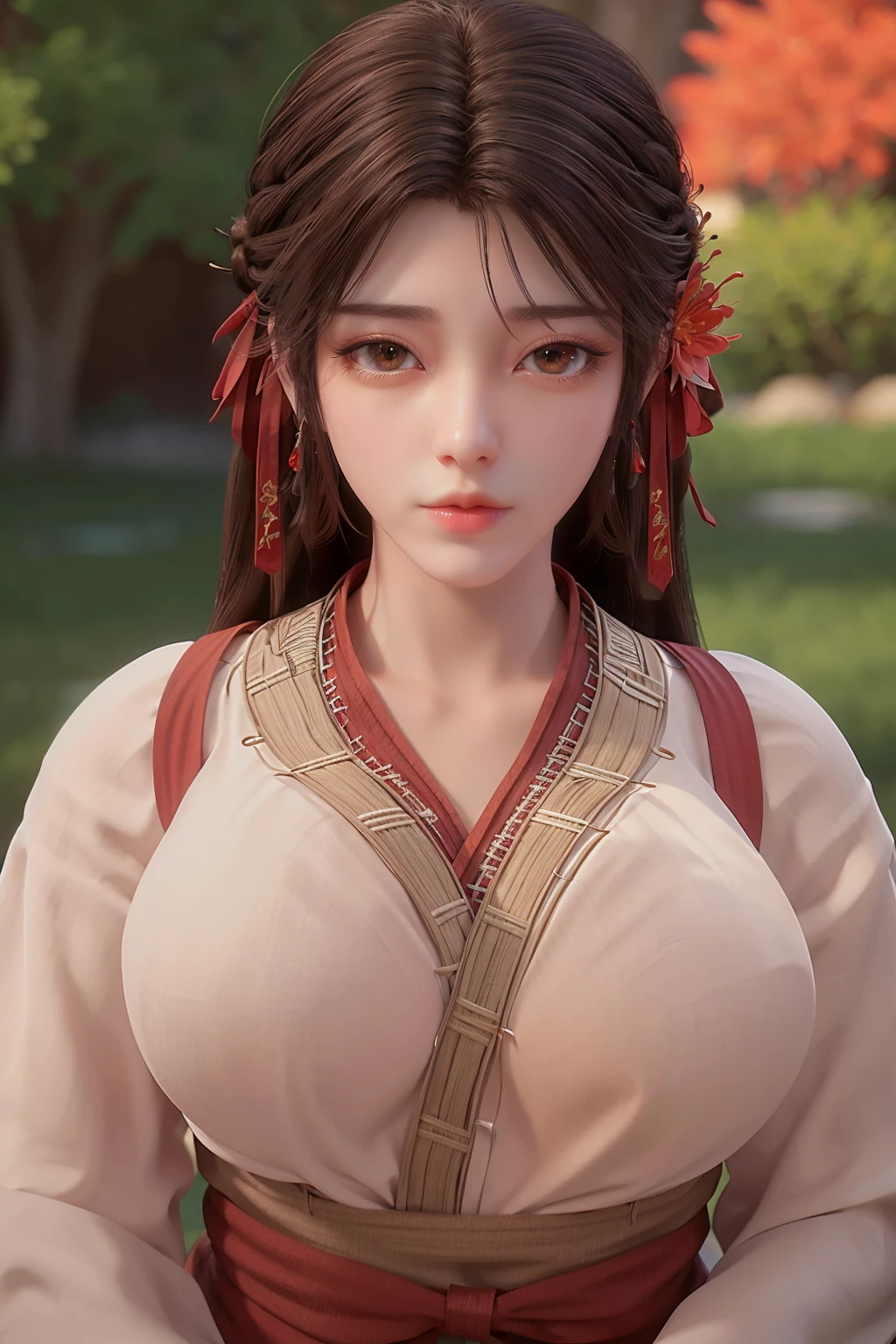 <lora:Huo Ling'er-v3-000001:0.8>,
score_9,score_8_up,score_7_up,beautiful face,beautiful features,<lora:GoodHands-beta2:1>,
solo,masterpiece,highest quality,exquisite details,amazing art,realistic details,pretty face,real skin,8K,RAW,movie lighting,soft light,shallow depth of field,bokeh,dreamy,best quality,intricate detail,
Huo Ling'er,1girl,brown hair,brown eyes,long hair,linen clothes,flower,earrings,jewelry,hair flower,breasts,chinese clothes,wide sleeves,bare arms,braid,red lips,eyelashes,(open clothes:1.5),(untied:1.4),(cleavage:1.5),(breasts apart:1.3),, best quality , masterpiece, illustration, an extremely delicate and beautiful, extremely detailed ,CG,unity,8k wallpaper, Amazing, finely detail, masterpiece, best quality,official art,extremely detailed CG unity 8k wallpaper,absurdres, incredibly absurdres, huge filesize , ultra-detailed, highres, extremely detailed,beautiful detailed girl, extremely detailed eyes and face, beautiful detailed eyes,light on face,